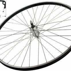 Hinterrad 28 Zoll Alu-Kastenfelge Schwarz - 17-622 Grünert mit Mutternachse für 5-6-7-er Schraubkranz