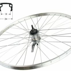 Hinterrad 24 Zoll 19-507 Schürmann Sport Silber mit Shimano Nexus 3-Gang Rücktritt, 120mm, silberne Speichen