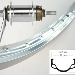 Ryde HL32 Hinterrad 635 Sondergröße mit Shimano CB-E110 Rücktrittnabe 1-Gang Silber 109mm