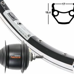 Hinterrad 17-622 Contec Classic L17 Schwarz mit Shimano Nexus 8-Gang Nabenschaltung - Schwarz