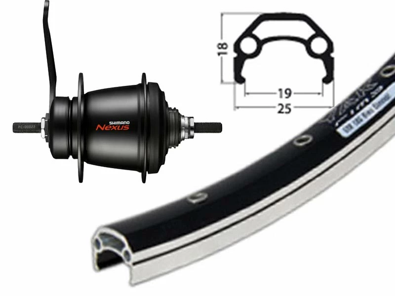 Hinterrad 28 Zoll mit Shimano Nexus 7-Gang Rücktritt - Schürmann YAK 19 Schwarz