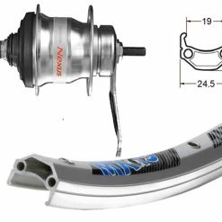 Hinterrad 26 Zoll EXAL MX19 Silber mit Shimano Nexus 7-Gang Rücktritt | SG-C3001 | Niro-Speichen