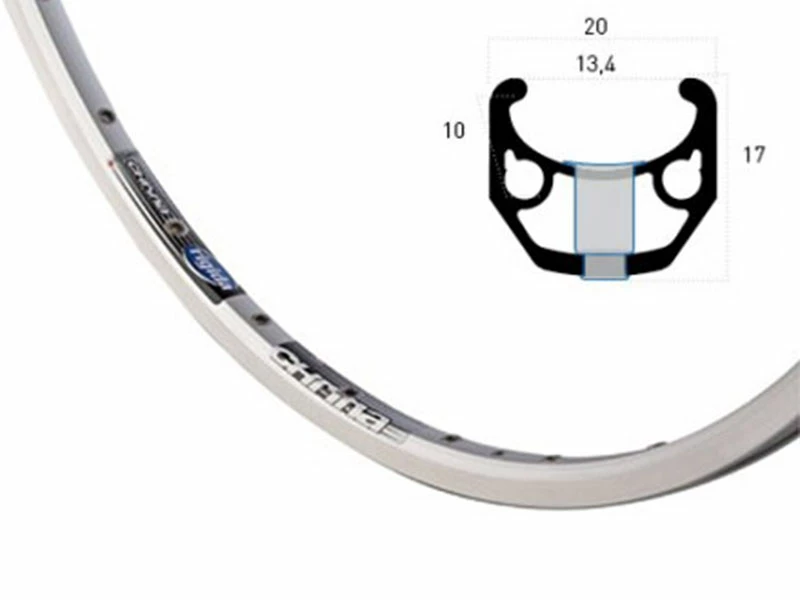 28 Zoll 13-622 Ryde Chrina Rennrad-Alufelge Silber Geöst 36L - Hochwertige Alufelge für Rennräder
