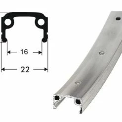 27x1 1/4 (630-16) Schürmann Sport Alu-Kastenfelge Silber 36L - Sondergröße für Fahrräder